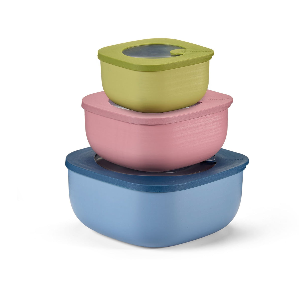 SET MIT 3 FLACHEN BEHÄLTERN 'STORE&MORE BIO' "FOOD STORAGE" – QUADRATISCH