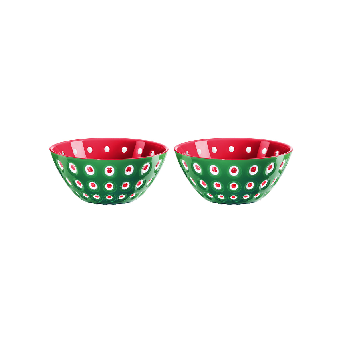 SET OF 2 BOWLS Ø12CM "LE MURRINE" - Red/White/Emerald