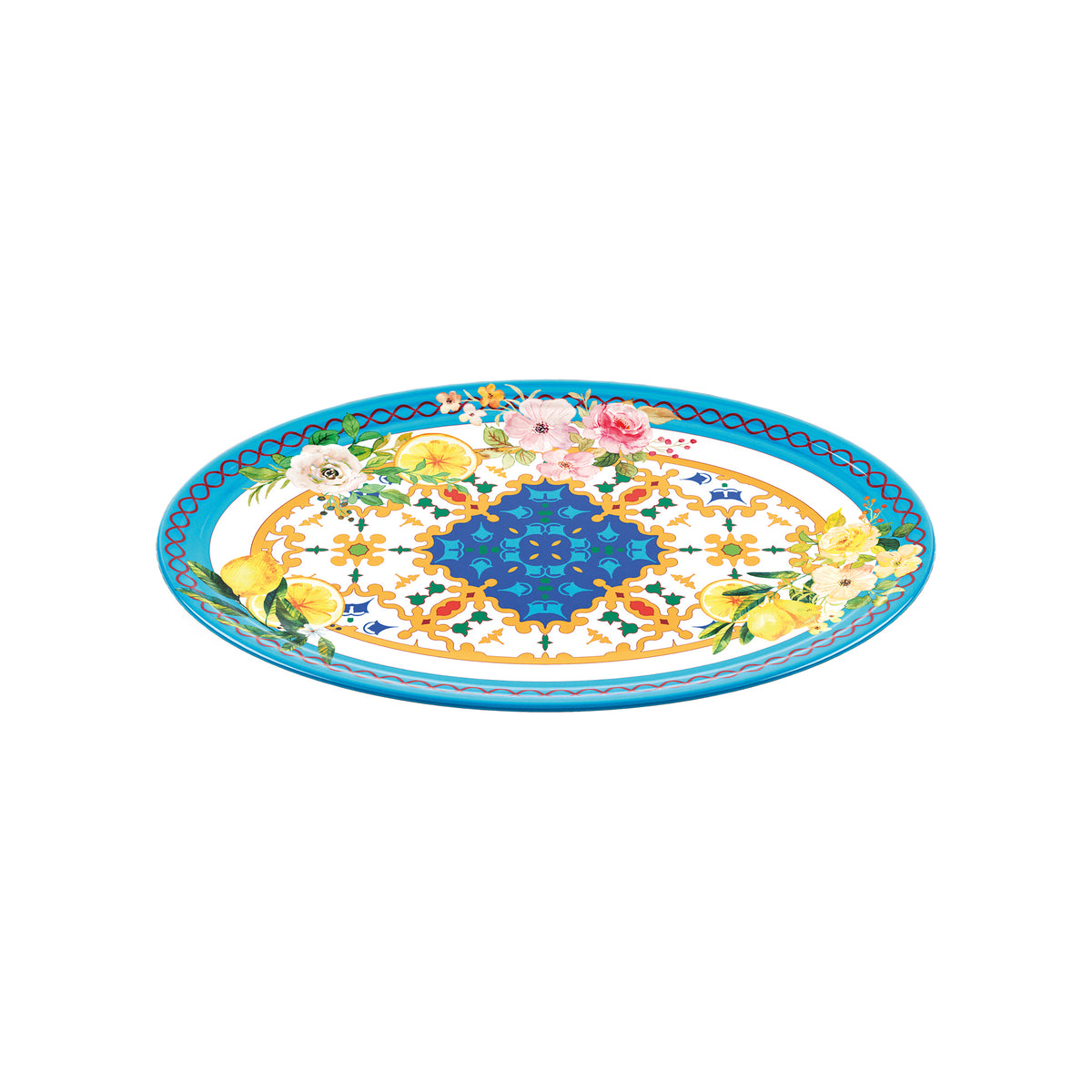 LARGE OVAL TRAY ''FLOWER&LEMON''