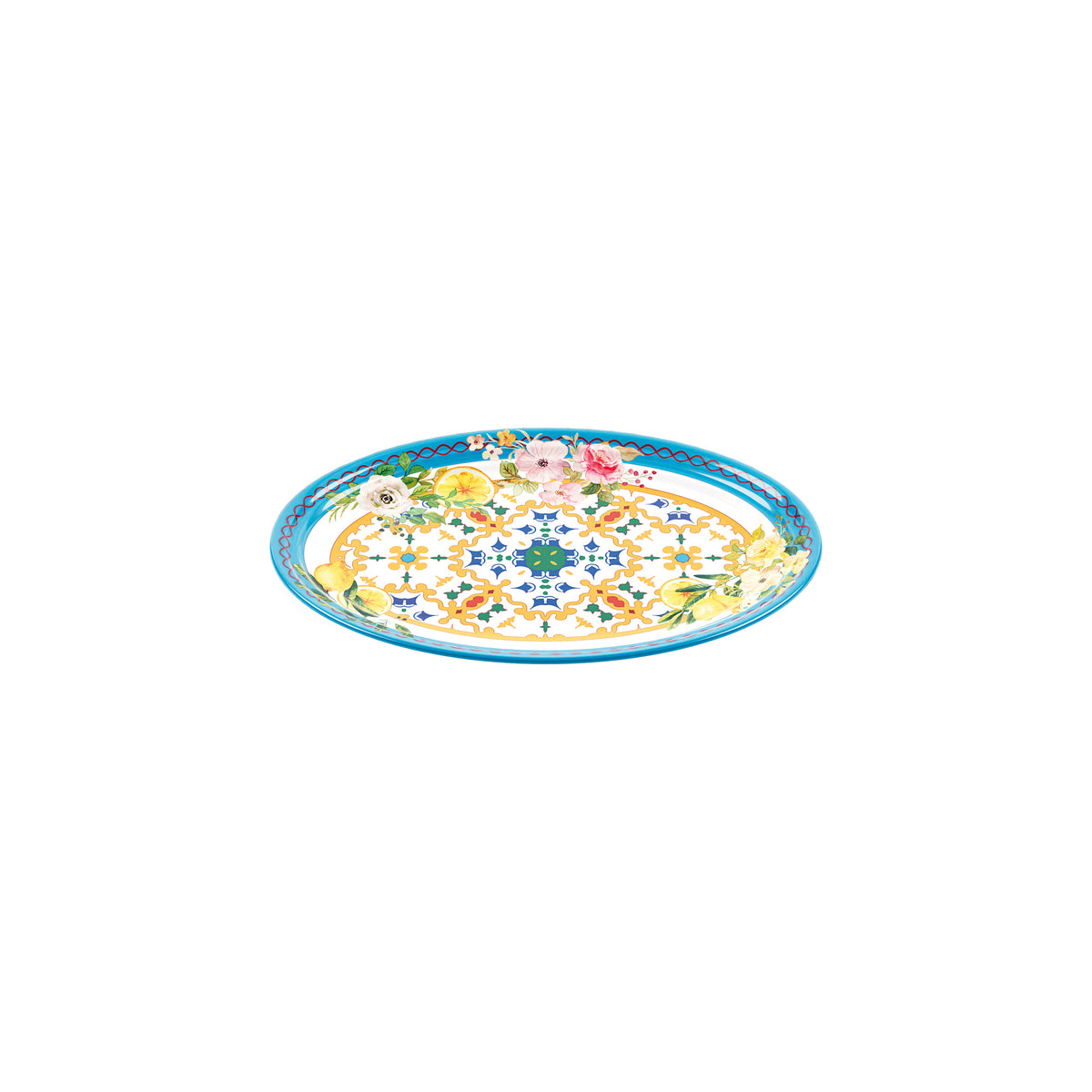 SMALL OVAL TRAY ''FLOWER&LEMON''
